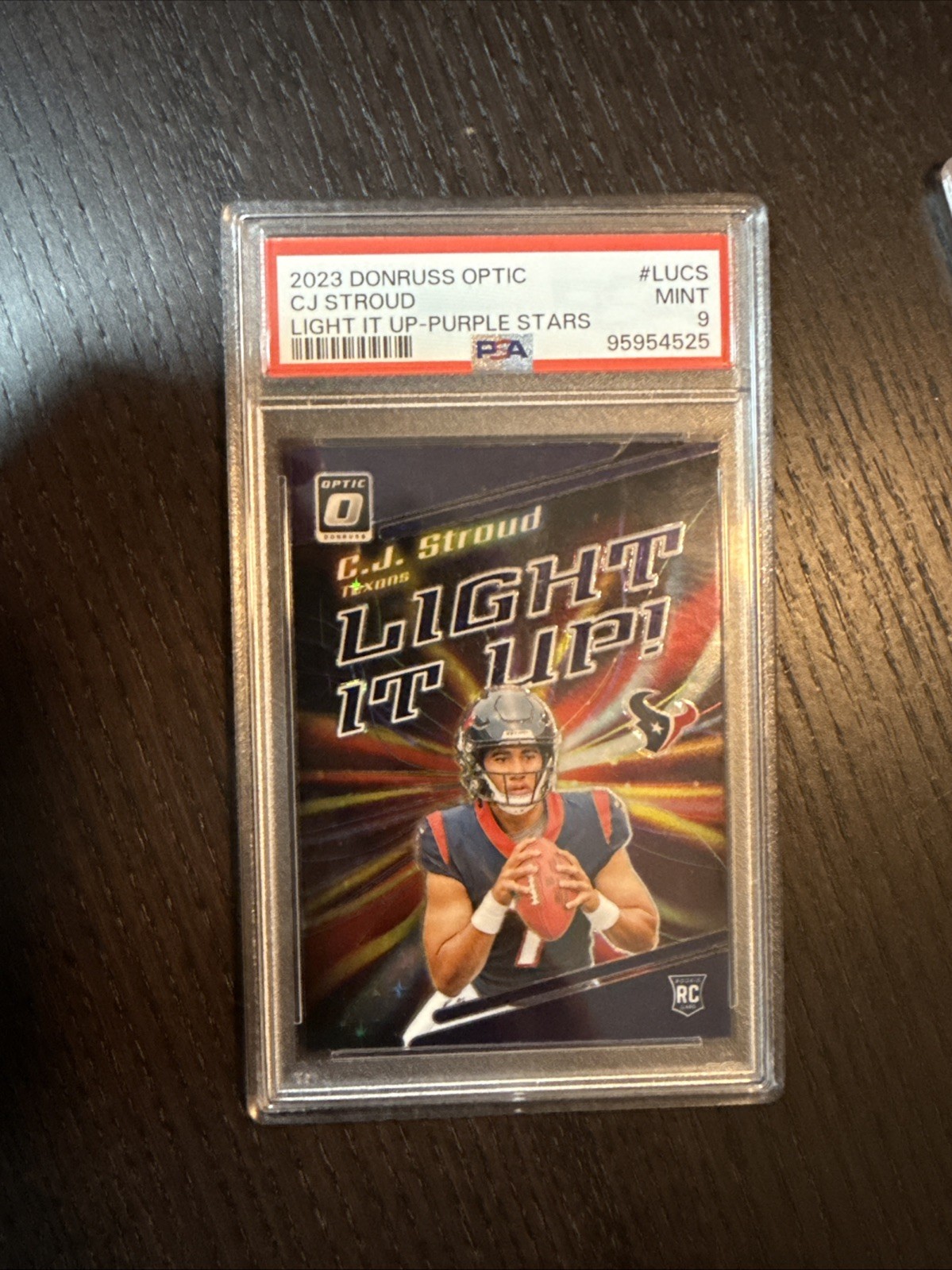 CJ STROUD 2023 Donruss Optic Light It Up Purple Stars Rookie /25 Texans RC PSA 9