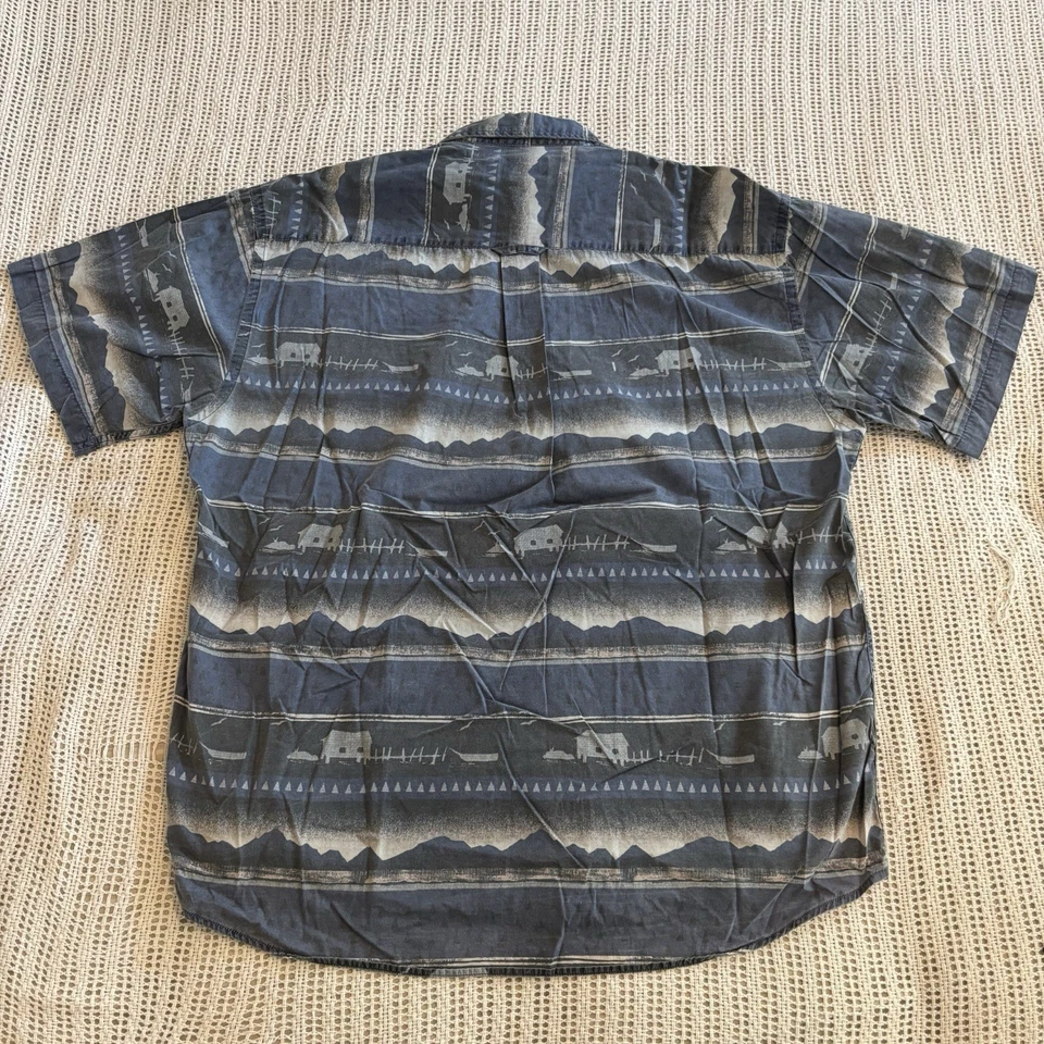 Vintage Pendleton Shirt Aztec Button Short Sleeve Blue Gray Men’s Large Gorp Y2K - Image 4 of 4