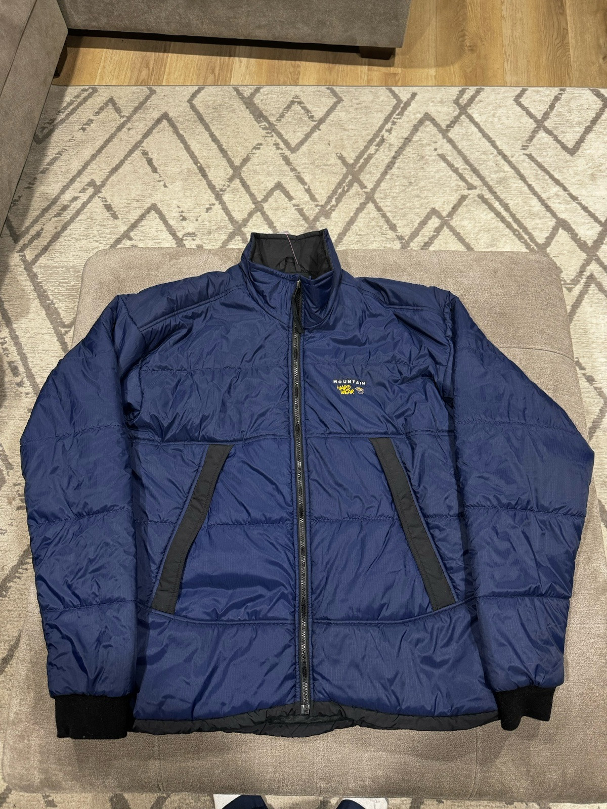 Mens XL Mountain Hardwear Blue Fleece Lined Quilted Winter Insulated Jacket Coat