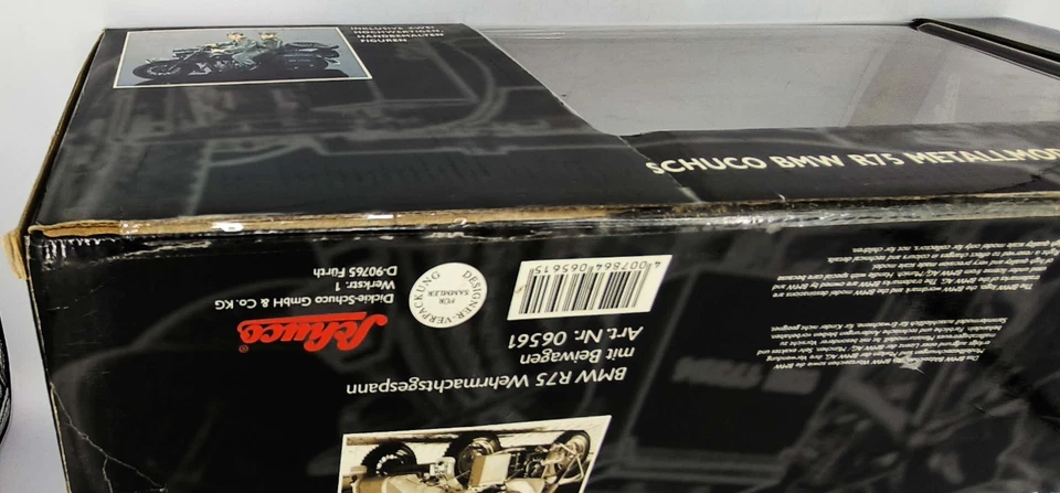 BMW R75 sidecar German Wehrmacht WWII +2 figurines 1/10 Schuco metal model 06561 - Immagine 4 di 4