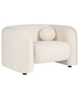 Sessel Samtstoff Creme Weiß Mit Dekokissen Modern FüR Wohnzimmer Leiren