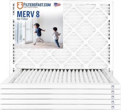 Filters Fast 17.5x17.5x1 MERV 8 Pleated HVAC AC Furnace Air Filters 6 Pack