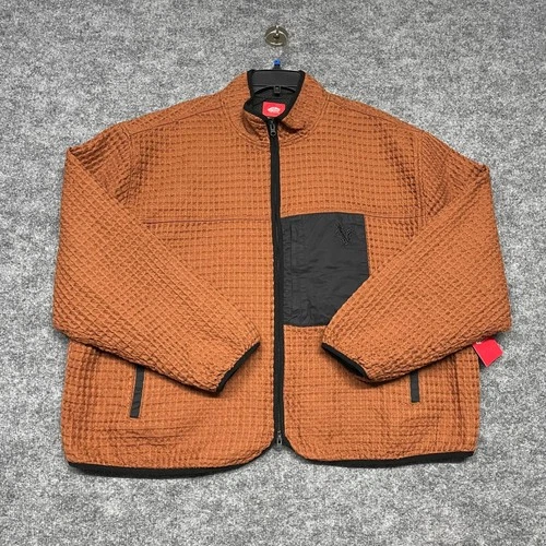 Vans Jacket Mens XL Rust Orange Waffle Full Zip Mesh Lined Skate Streetwear NEW image 2