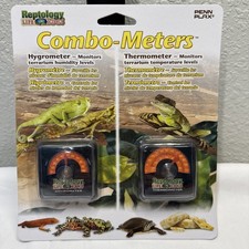 Reptile Penn Plax Reptology Square Dial Stick-on Hygrometer / Thermometer Combo
