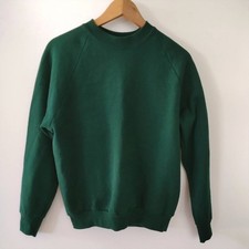 Vintage 90s Fruit of the Loom Green Raglan Sweatshirt Womens M Made in USA Blank
