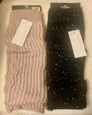 2 Pairs Of Leg Warmers In Black with Sequins And Beige/Soft Pink NWT RARE 
