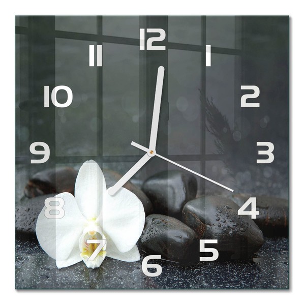 Moderne Wanduhr Aus Glas Mit Leisem Uhrwerk Orchidee WeißE Zeiger 30X30 Cm-image