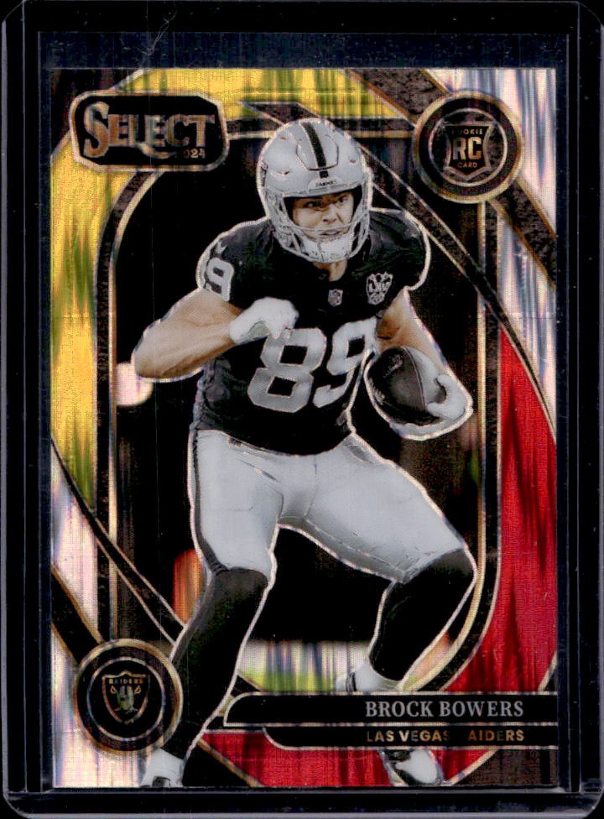 2024 Select Brock Bowers Club RC Red and Yellow Prizm Shock #222 Raiders