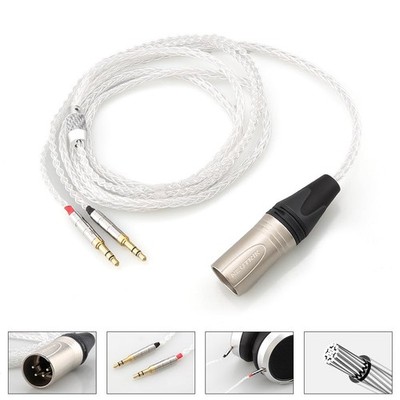 4-Pin XLR Balanced Male Cable 1.5m Pure Silver Headphone Cables