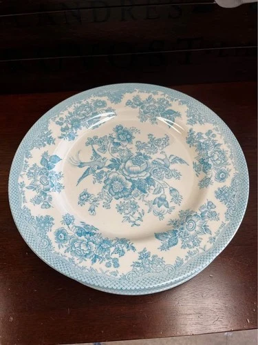 Set of 4 Vintage ROYAL STAFFORD England Baby Blue Flowers & Birds Dinner Plates