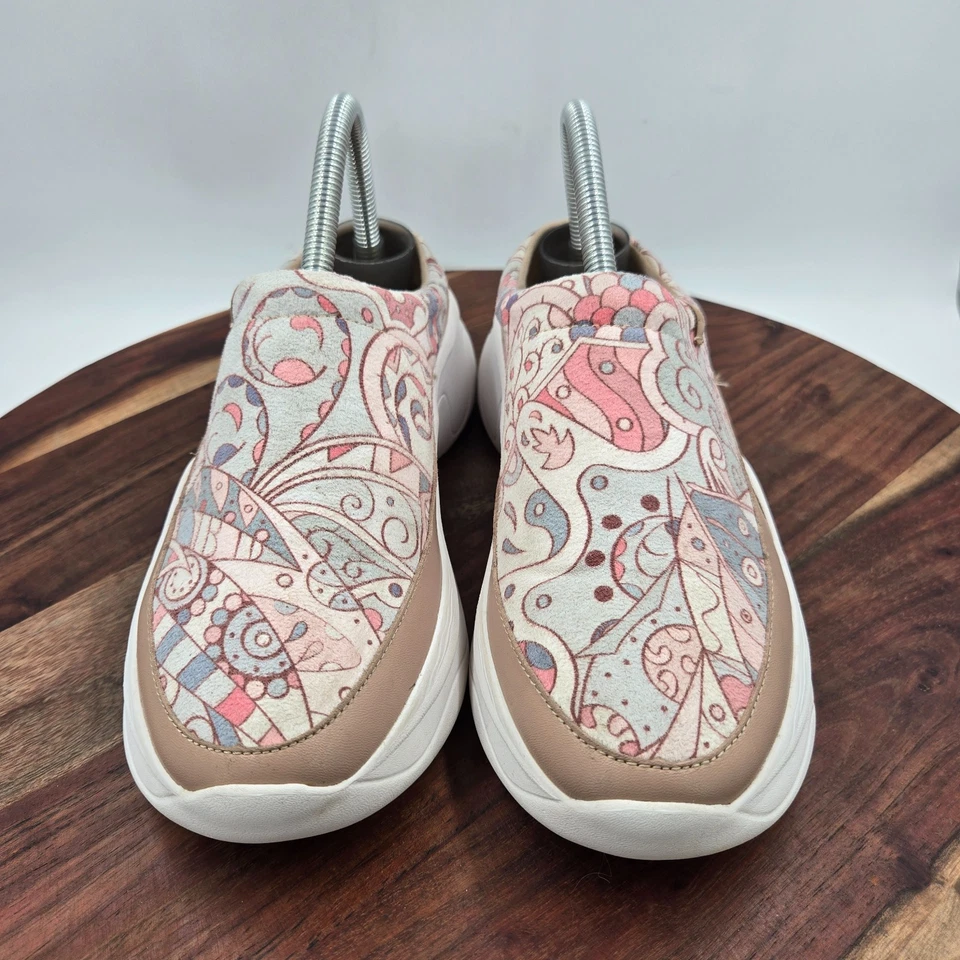 UIN Platform Mule Shoes Women's 7 Tan White Comfort Chunky Colorful Artsy Clog - Image 3 of 4