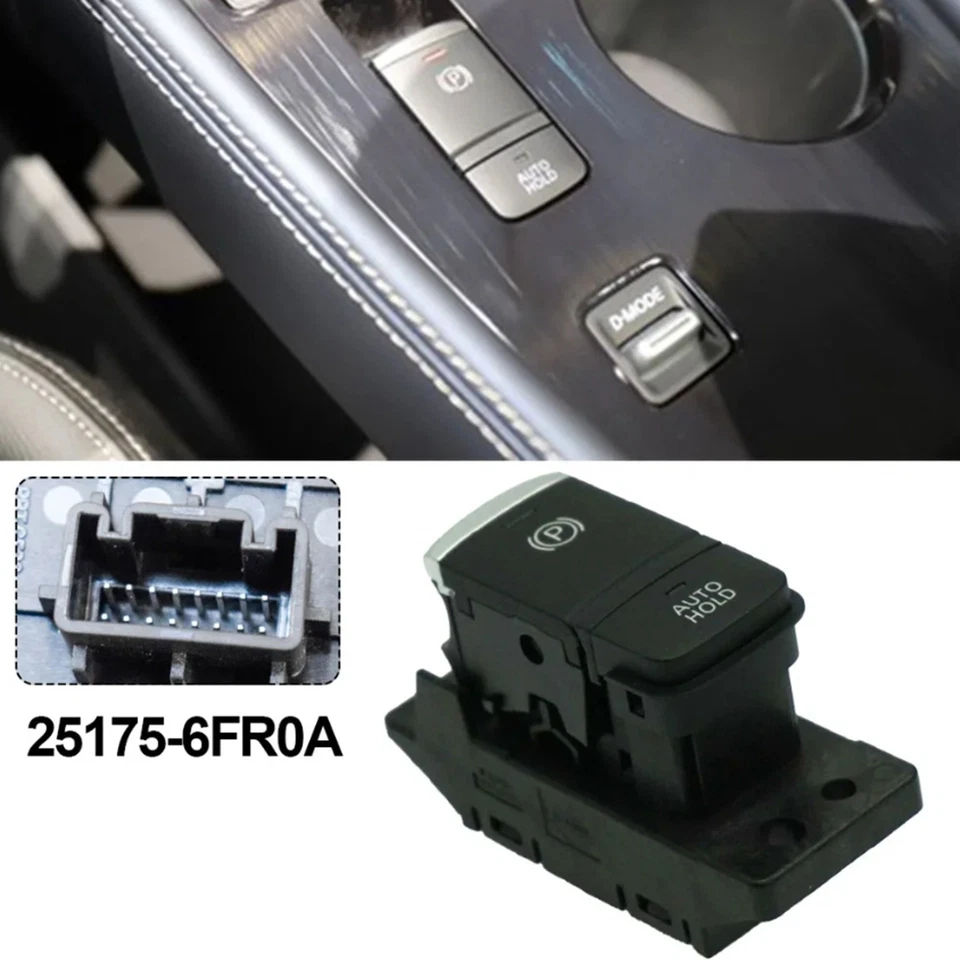 Electric Hand Brake Switch For Nissan X-Trail T32 Qashqai J11 25175-6FR0A Black - Image 2 of 4