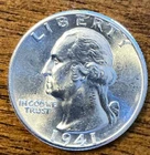 1941 D  WASHINGTON QUARTER NICE BLAZING WHITE CHOICE UNC