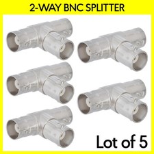 5 Pack BNC Jack to 2 BNC Jacks Adapter Coax Coaxial 2-Way Jack Splitter Coupler
