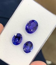 5Ct Natural Oval Cut Blue diamond 3Pc CERTIFIED D Grade VVS1 1 ZM2S
