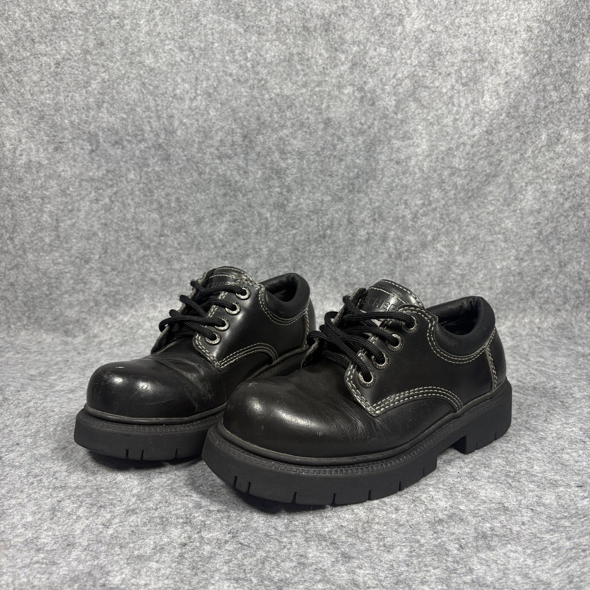 Vintage Skechers Jammers Black Leather Platform Chunky Lug Sole