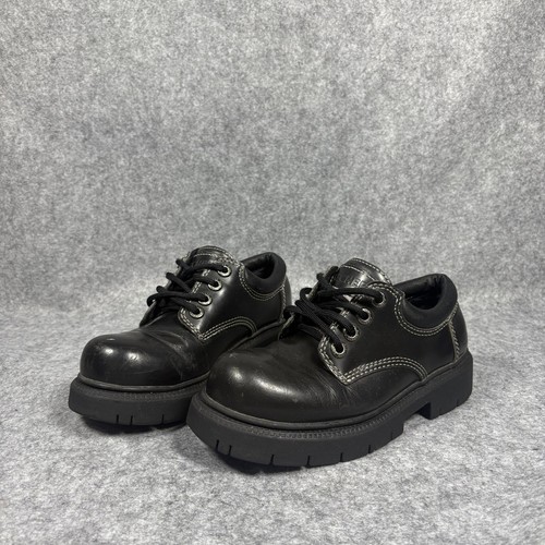 Vintage Skechers Jammers Black Leather Platform Chunky Lug Sole Shoes 90s Goth - Image 1