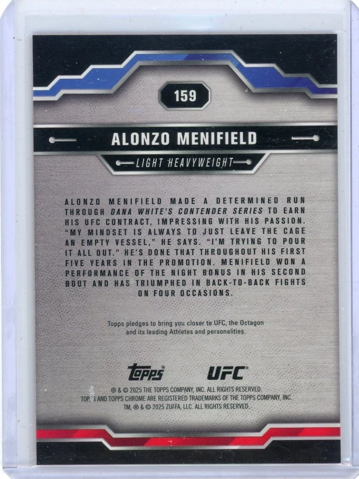 2025 Topps Chrome Geometric Orange /25 ALONZO MENIFIELD No. 159! - Image 2 of 2