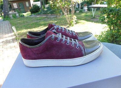 LANVIN SHOES 43 shoe sneaker sneakers velours captoe cap toe dbb1 bordeaux red