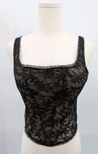 Victoria s Secret Black Lace Boned Corset Top Size 36B Whimsigoth Milkmaid Vamp