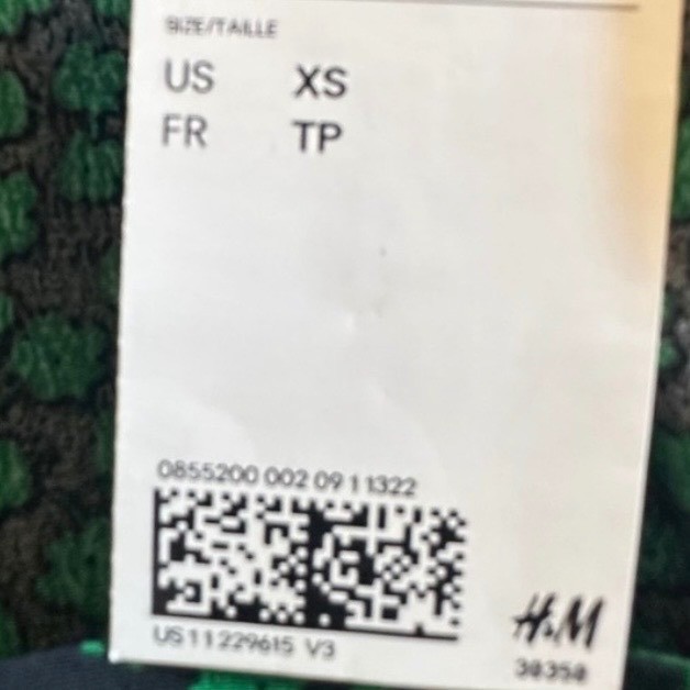 H&M Green Floral Puff Sleeve Midi Dress Sweetheart Neckline Slit XS thumbnail 10