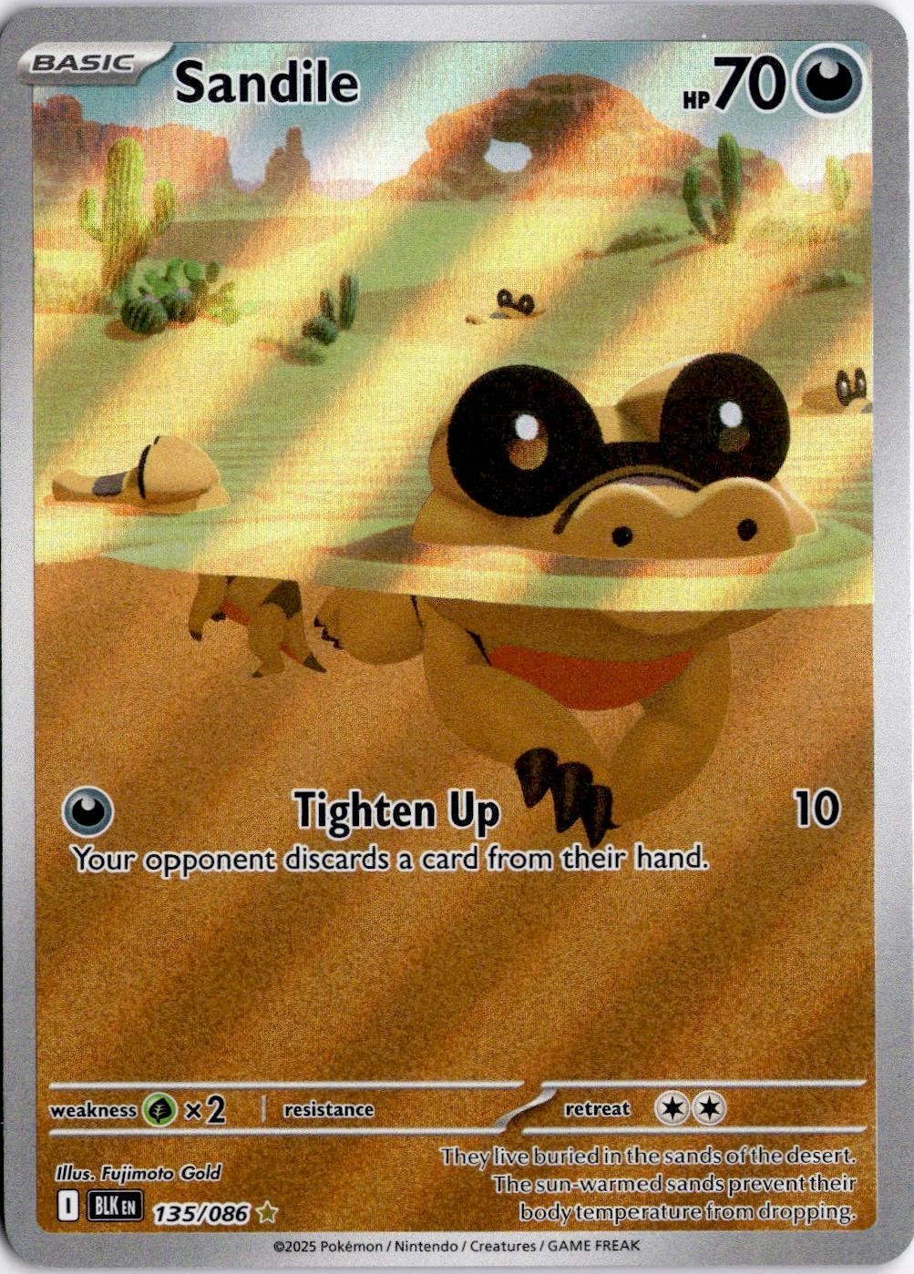 Sandile 135/086 Holo Illustration Rare Black Bolt Pokemon Near Mint