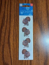 NEW Mrs. Grossman's Turkey stickers Fall Autumn Thanksgiving sealed pk 3 sheets