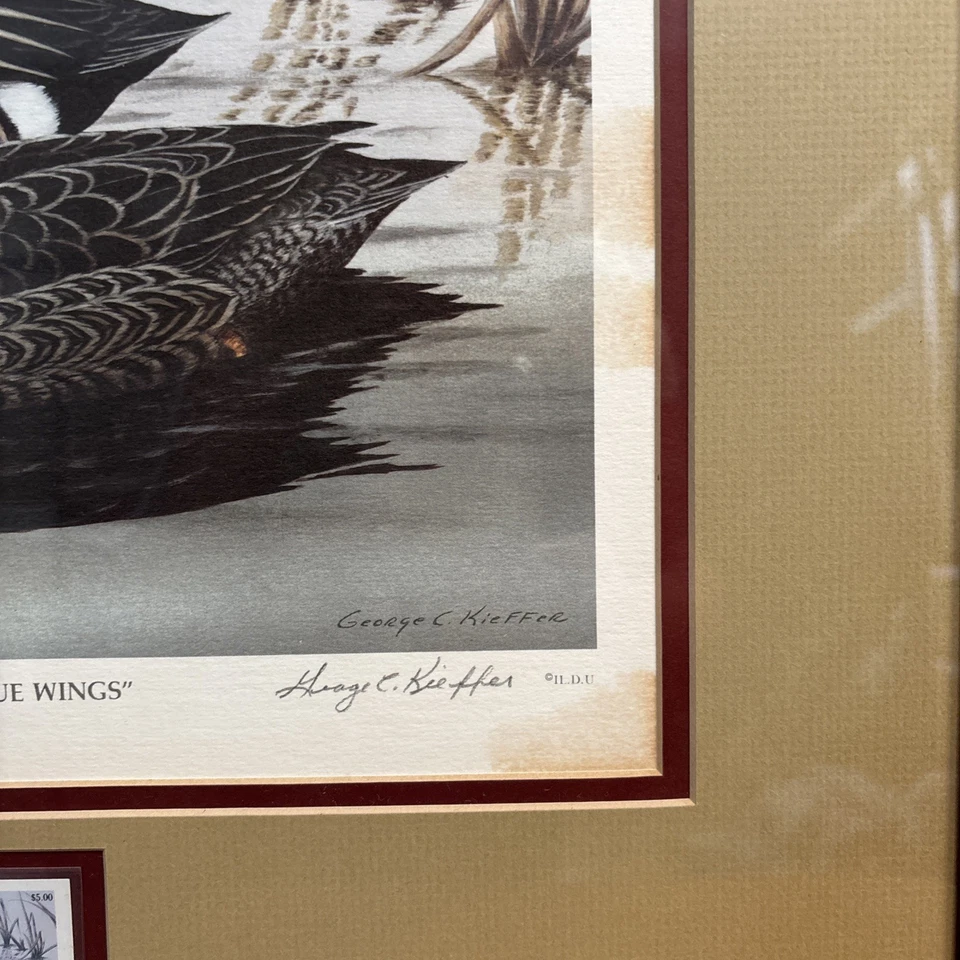 ILLINOIS #10 1984 SELLO E IMPRESIÓN DE PATO ESTATAL - ALAS AZULES por George Kieffler Foto 2 de 4