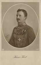 austria, Emperor Karl I in Uniform with Medals (1917) RPPC Postcard