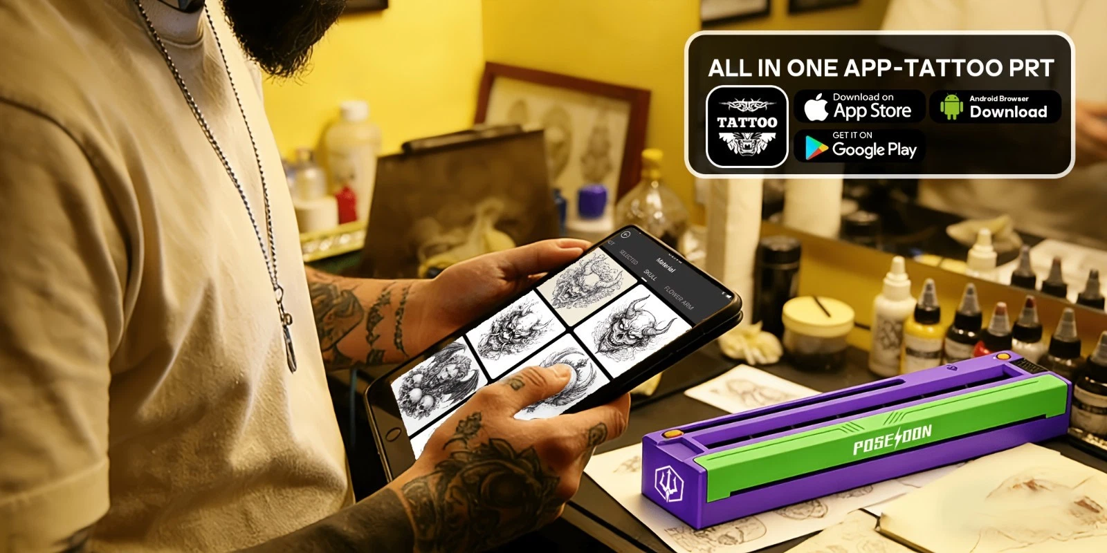 POSEIDON Bluetooth Tattoo Stencil Printer Wireless Thermal Transfer Machine image 9