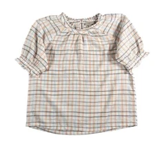 Loft Outlet NWT Women's Plaid White and Orange Short Sleeve Top Size XS