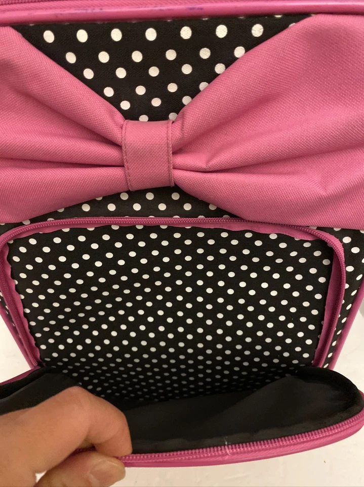 "Maleta de equipaje con lazo rosa Hello Kitty lunares negros 17""" Foto 3 de 4