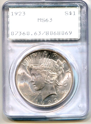 1923 PEACE SILVER DOLLAR  PCGS MS63 RATTLER HOLDER  BEAUTIFUL