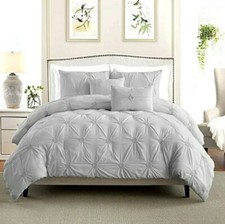 Swift Home gray floral pintuck design Queen/ full comforter and pillow shams set