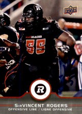 SirVincent Rogers SIGNED 2016 Upper Deck CFL Football card Ottawa Redblacks