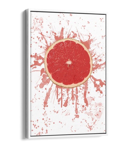 GRAPEFRUIT SPLASH ART PAINT SPLATTER -FLOAT EFFECT CANVAS ART PRINT KITCHEN - Picture 4 of 12