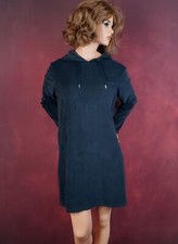 NY&C Long Sleeve Knee-Length Black Fleece Hoodie Dress with Pockets XL Stretchy