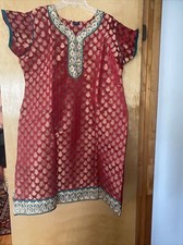 Indian Zari Red Dress Tunic Kaftan