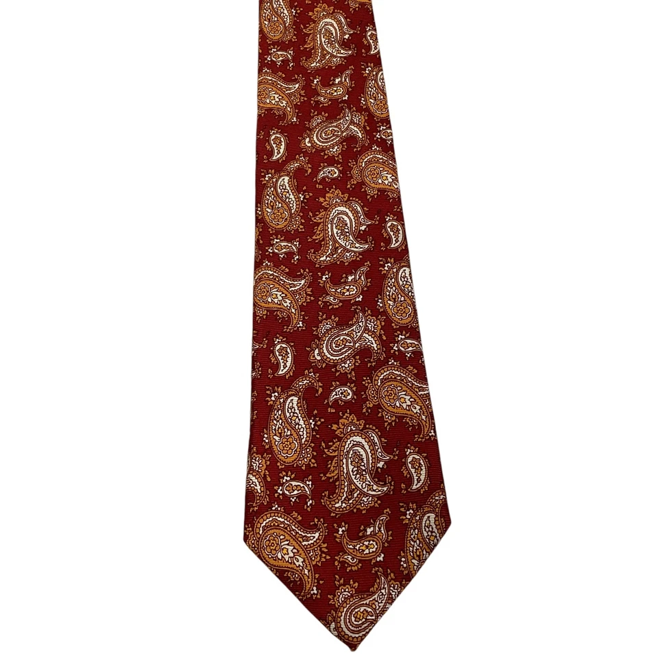 Corbata de seda LUIGI BORRELLI NAPOLI para hombre SEVENFOLD ITALIA lujo cachemira roja usada en excelente estado Foto 2 de 4