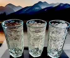 Classy Crisa Inside Optic Dot Pebble Pattern Juice Tumbler Glass Set Of 3