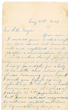 1884 Letter Grand Ledge MI Widow Seeks Sales Agent Work signed Mrs.  Kirkpaugh