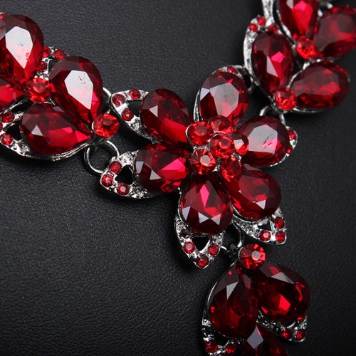 Crystal Necklace Earring Statement Choker Bibs Collar Bridal Wedding Jewelry Set - Picture 62 of 77