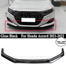 For Honda Accord 21-2022 GT Style Glossy Black Front Bumper Lip Splitter Spoiler
