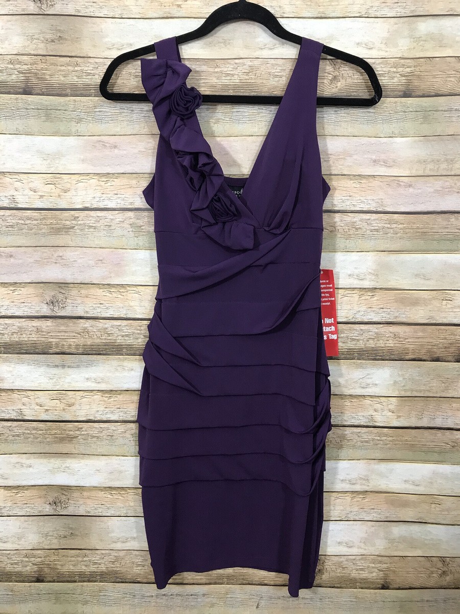 white christmas dresses Purple Ruffle Tiered Floral Chiffon Midi Dress main image 0