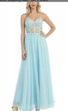  Aqua Lace Bodice Gown Party Cocktail Special Occasion Size 14 May Queen