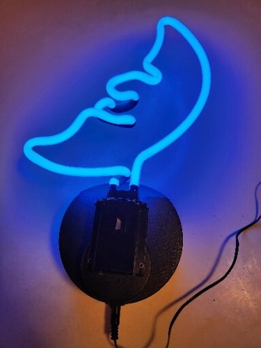 Man Face Cresent Moon Neon Sign Bar Light Nightlight Real Glass Electric ๐ - Picture 3 of 7