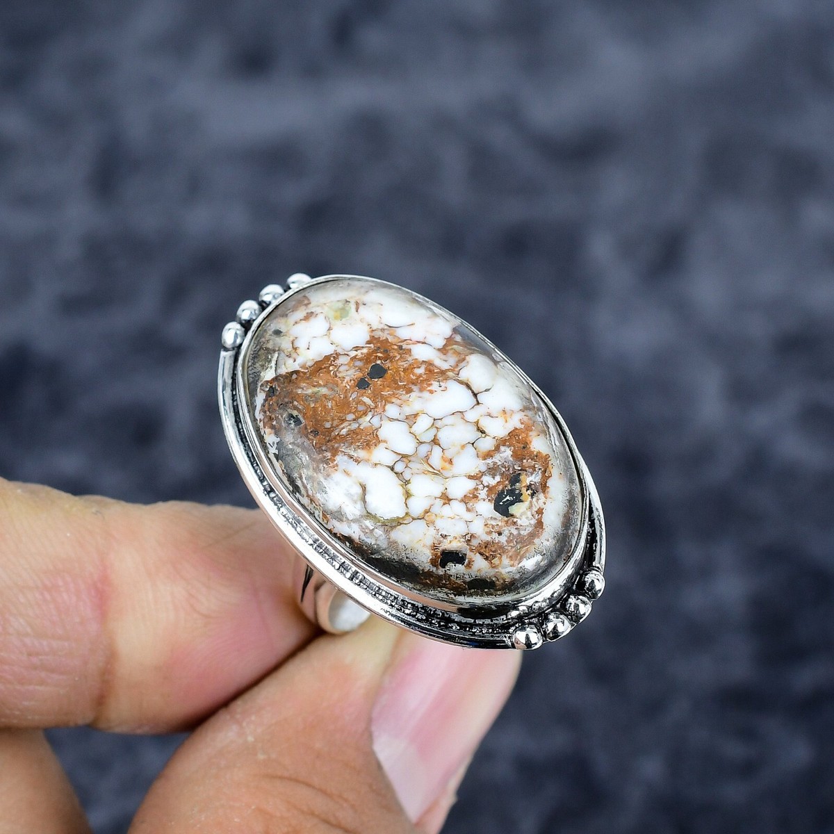 Wild Horse Jasper Gemstone Handmade 925 Sterling Silver Ring Gift