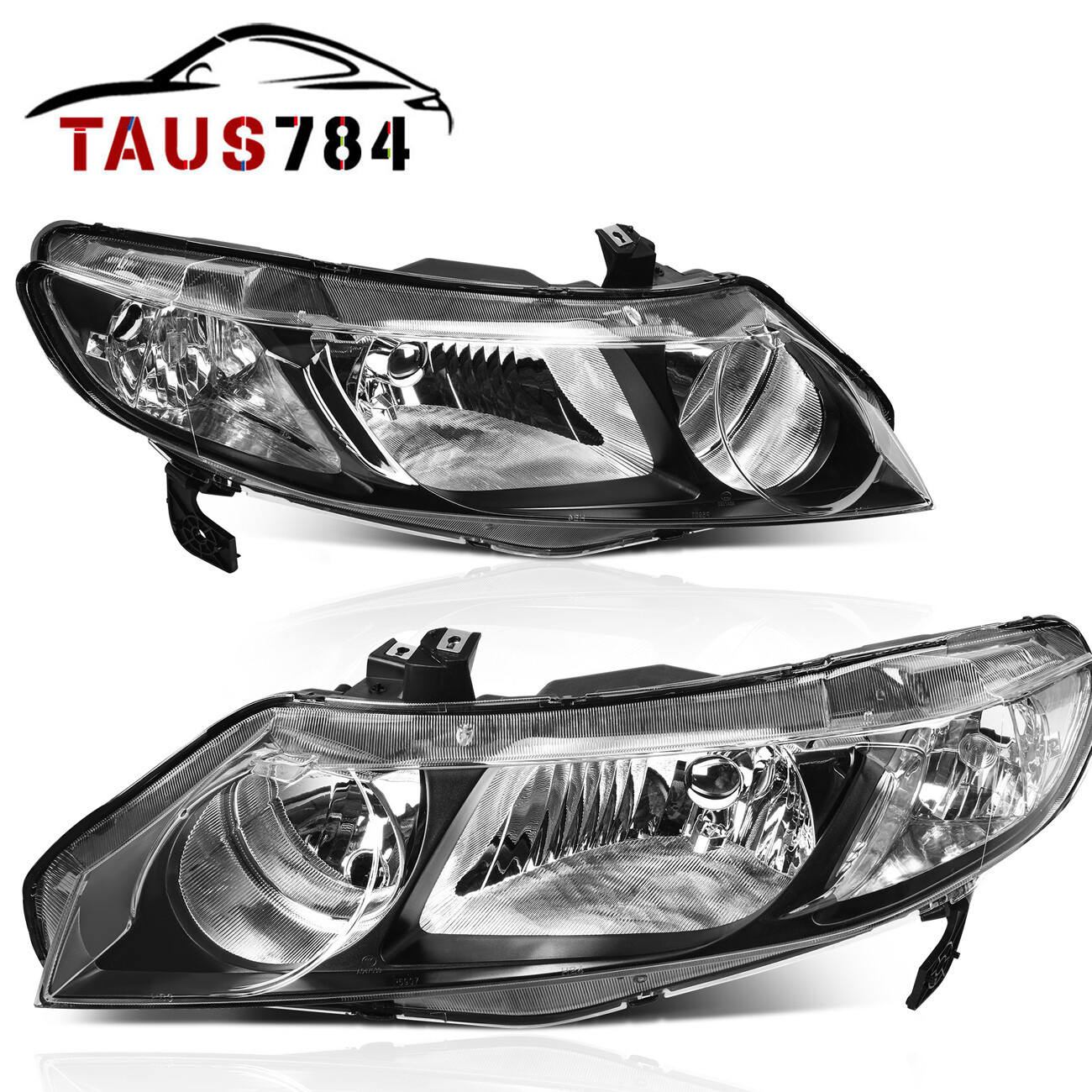 Front Headlights for 20062011 Honda Civic Sedan 4Dr Black Housing