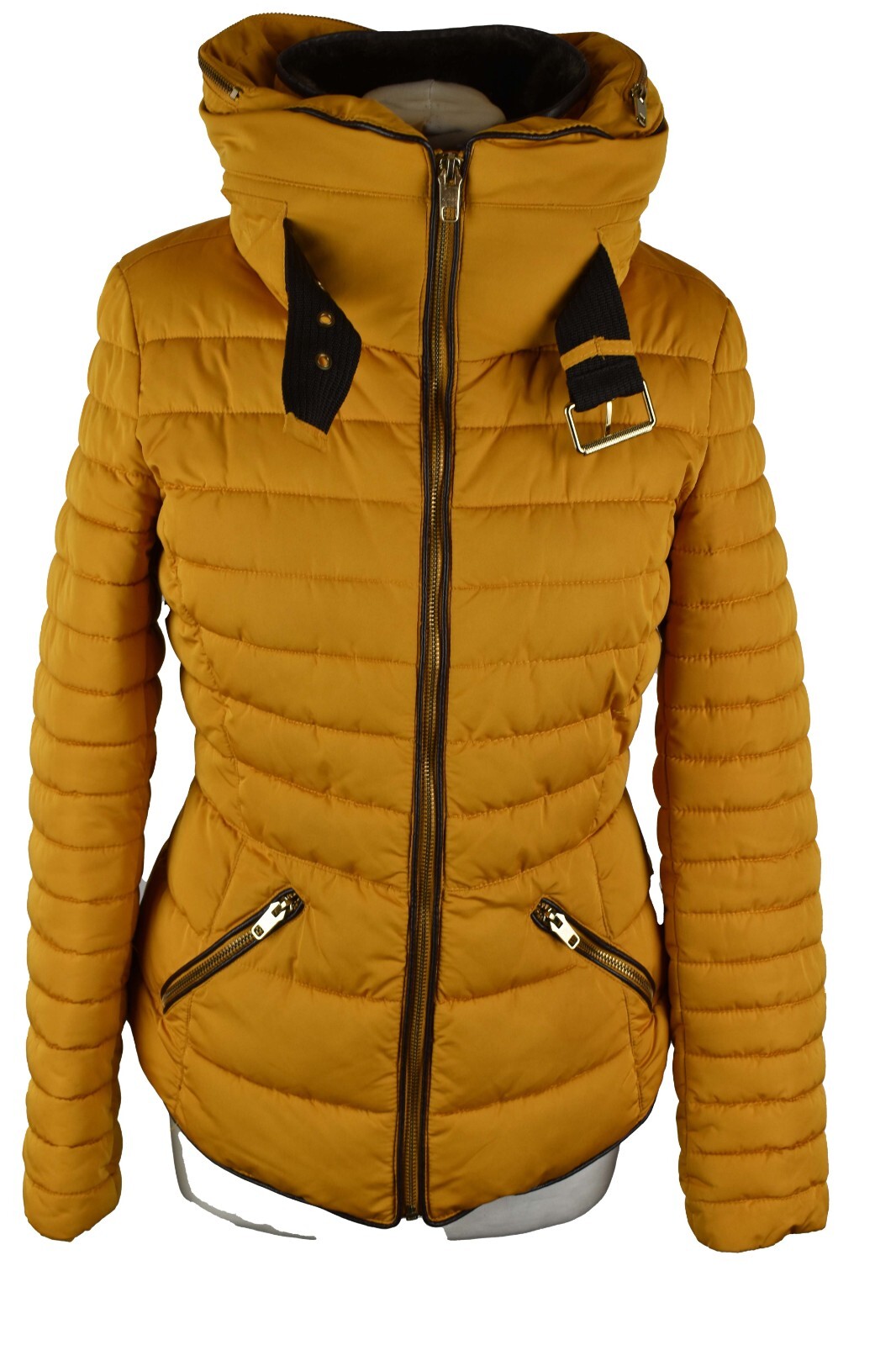ZARA Basic Yellow Padded Jacket size S Womens Ful… - image 1
