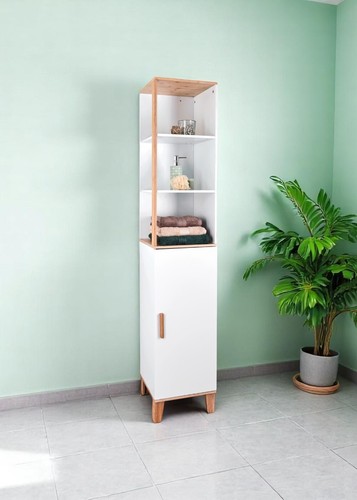 White Bathroom Cabinet Storage Furniture Freestanding Tall Boy - Picture 6 of 16